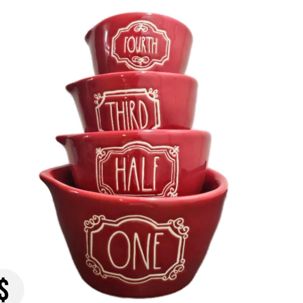π
π HTF Rae Dunn Red Frame Holiday Measuring Cups NWT - Picture 3 of 6
